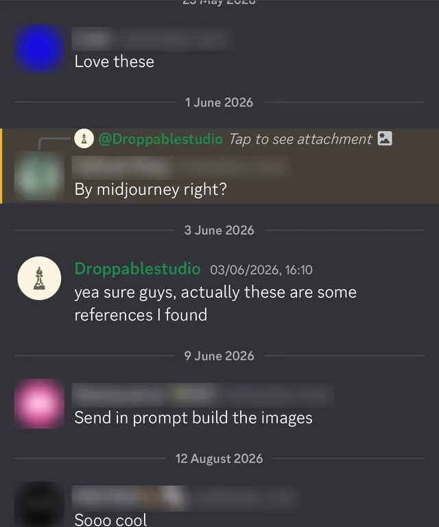 Reactions to Droppable Studio work in the Discord community